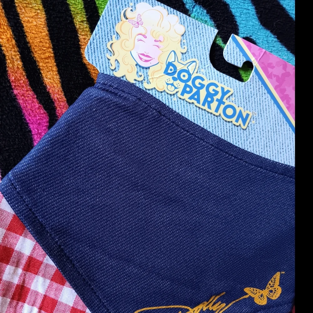 💙❤️ Doggy Parton Dog Bandana Pet Medium Large Dolly Western Denim - Picture 3 of 12